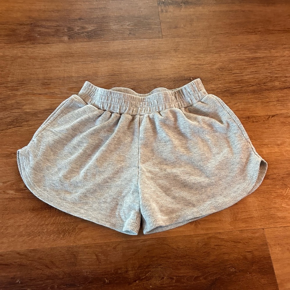 Gray Ribbed Knit Shorts